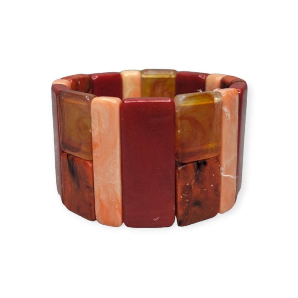 Statement Warm Tone Plastic Elastic Bracelet